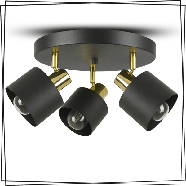 SORT LOFT LAMPE LYKRONE 3x E27 METAL PLAFON SPOT INDUSTRIEL