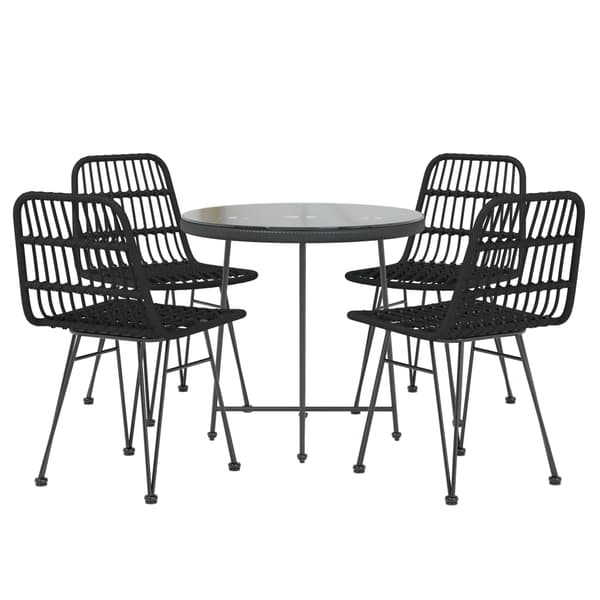 vidaXL havemøbelsæt med 5 dele, sort, polyrattan