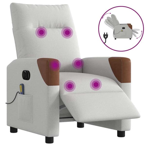 vidaXL elektrisk lænestol med massagefunktion, grå, stof