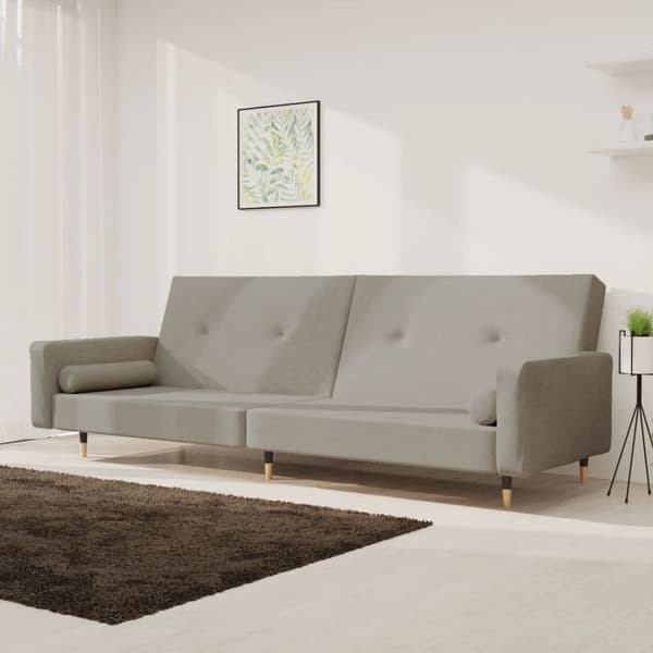 vidaXL 2-sitssoffa med 2 kuddar, ljusgrå, klädd i sammet