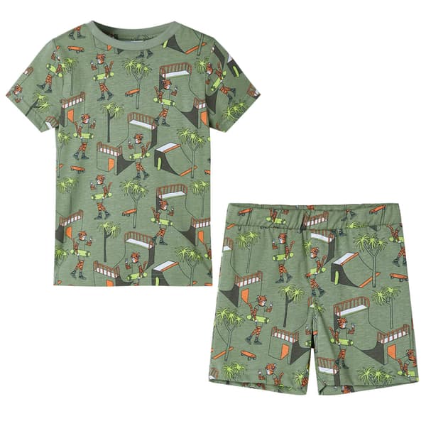Barnpyjamas med kort ärm, khaki, 92