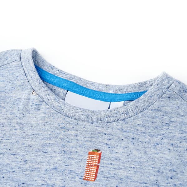 Barn-T-shirt, blåmelerad, 104
