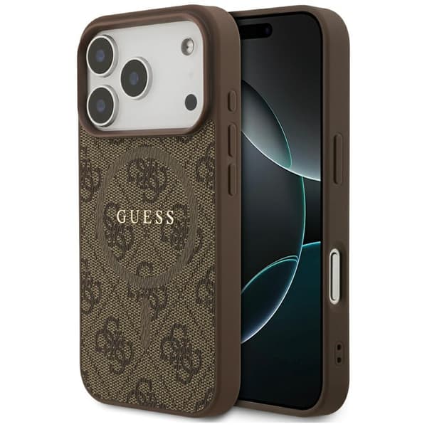Guess 4G Ring Classic Logo MagSafe-etui til iPhone 17 Pro, brunt