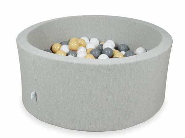 Lysegrå tørpool 90x40 med 300 bolde: beige, grå, hvid