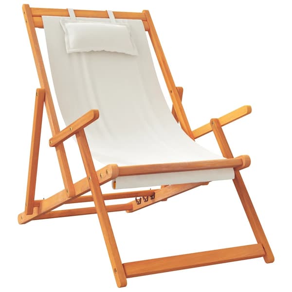 vidaXL foldbare strandstole, sæt med 2, cremefarvet, stof