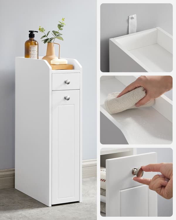 Smalt badeværelsesskab med 2 skuffer