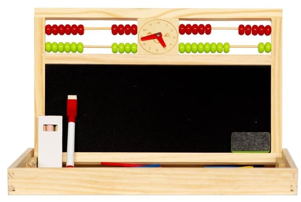 Multifunktionell pedagogisk tavla i trä 2 i 1