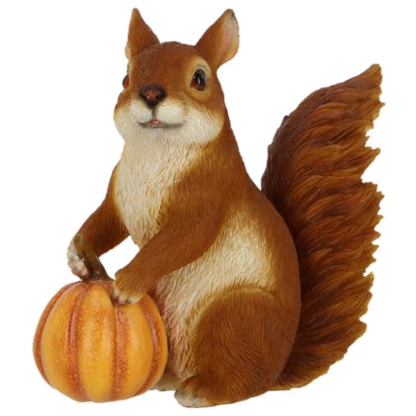 Ekorrfigur med pumpa, höjd 15 cm