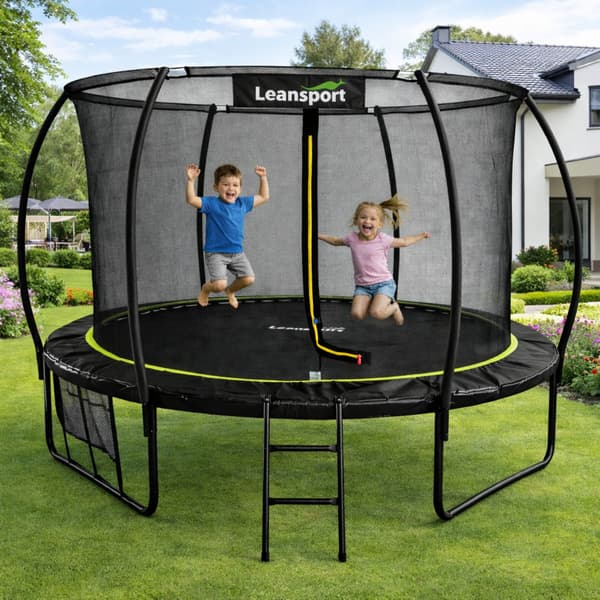 LEAN Havetrampolin med indernet sort og grøn 183 cm 1,8 m