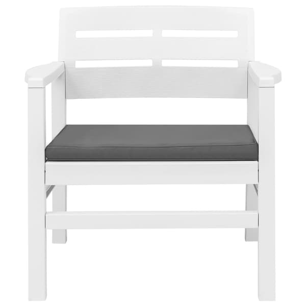 vidaXL 3-delat trädgårdsmöbelset, plast, vit