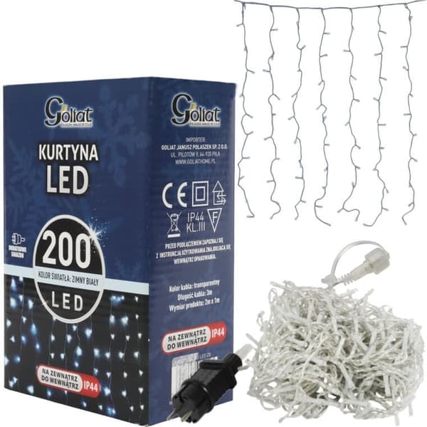 Gardin 200 LED-lys julelys 2 x 1 m