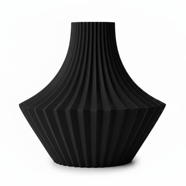 Sort plisseret dekorativ vase til blomster, elegant design