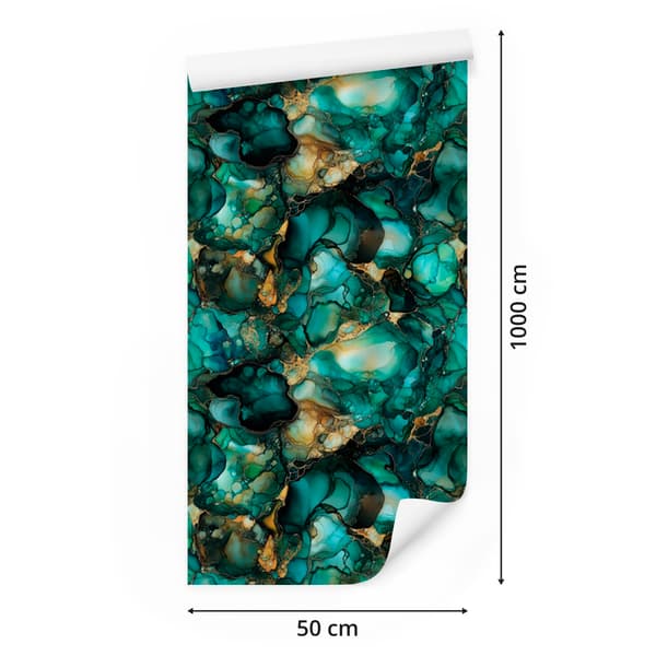 Tapetti Merimuste, Turkoosi, Pullonvihreä ja Vihreä 50x1000 cm