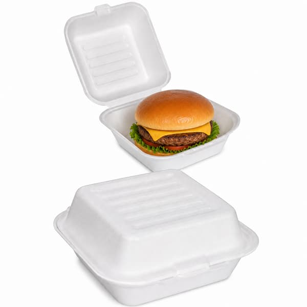 Sukkerrørsburgermenuæske 14 x 14 x 8,5 cm 50 stk.