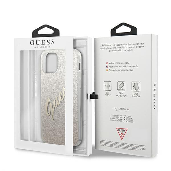 Guess Glitter Gradient Script -suojakuori iPhone 12 minille, kulta