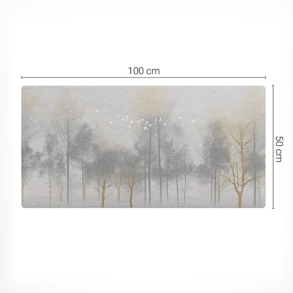 Antihalkskrivebordsmåtte med duggfugle i skov, 100x50 cm