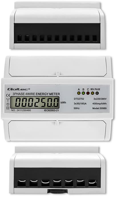 Trefaset tovejs elektronisk måler Qoltec 50989