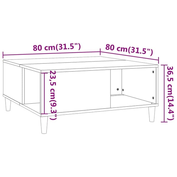 vidaXL sofabord brunt egetræ 80x80x36,5 cm