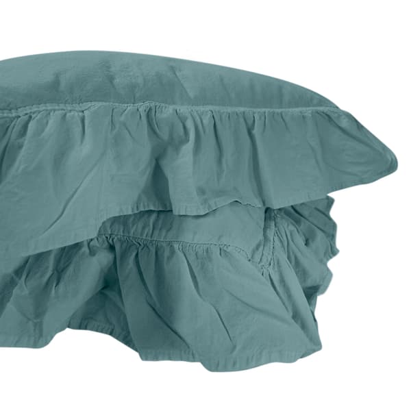 Pudebetræk 40x40 med flæser, blå, sæt med 2