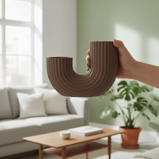 Modern brun minimalistisk vas i U-form med elegant form