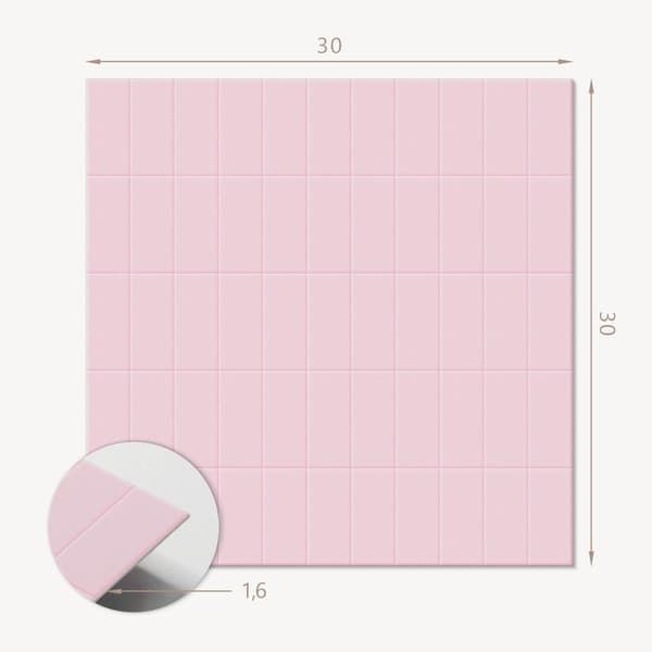Nem montering af vinylflisesæt Glatte fliser i et gitter 9x30x30 cm