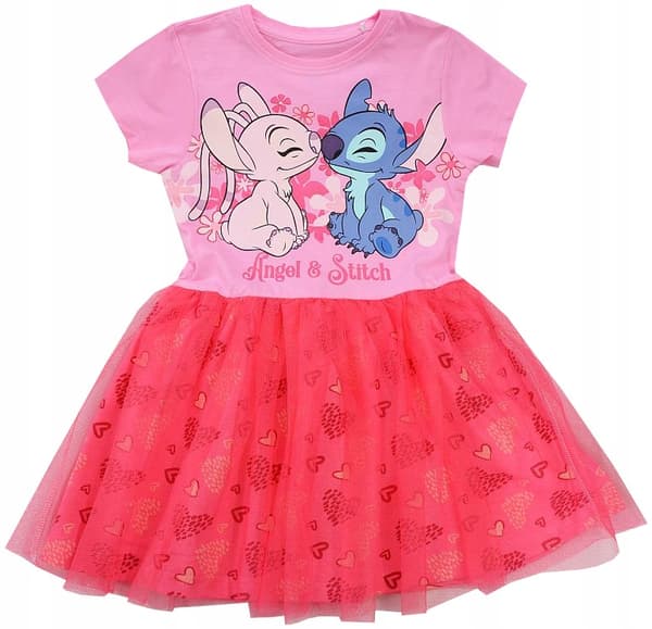 STITCH STITCH KLÄNNING TYLL BOMULL KORTÄRMAD rosa 104 D080E