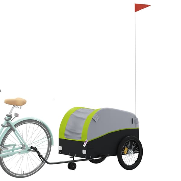 vidaXL cykelanhænger, sort og grøn, 45 kg, jern
