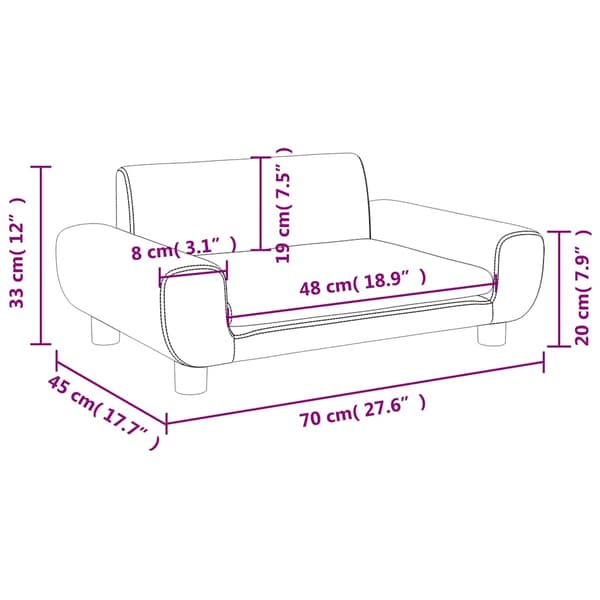vidaXL Barnsoffa brun 70x45x33 cm sammet