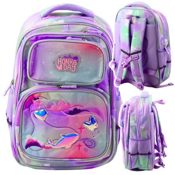 Skolerygsæk med brystrem, pastelfarvet 20L
