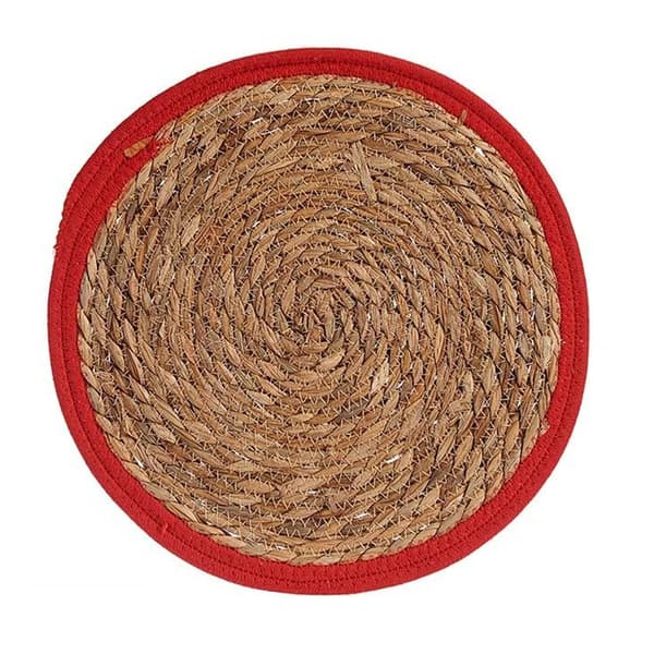 Rund flätad bordsunderlägg 35 cm röd