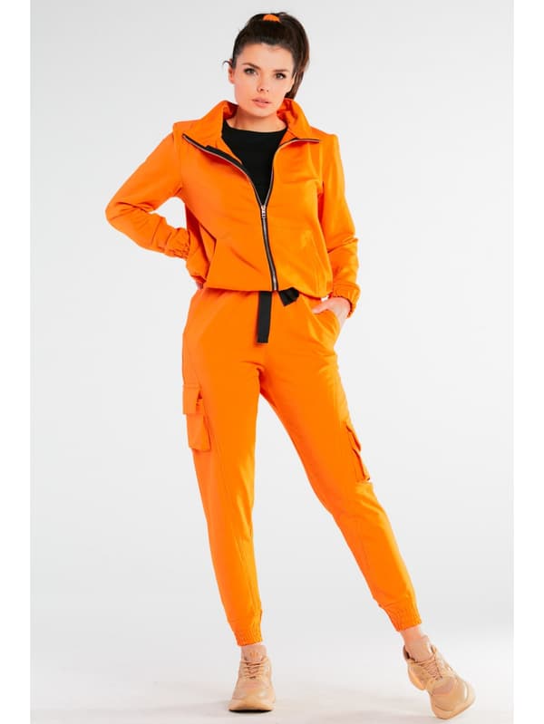Bomullströja med dragkedja, orange L/XL