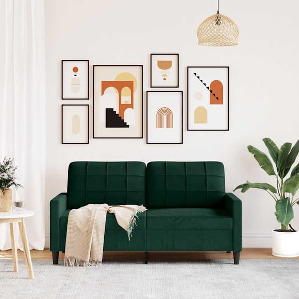 vidaXL 2-sitssoffa mörkgrön 140 cm klädd i sammet
