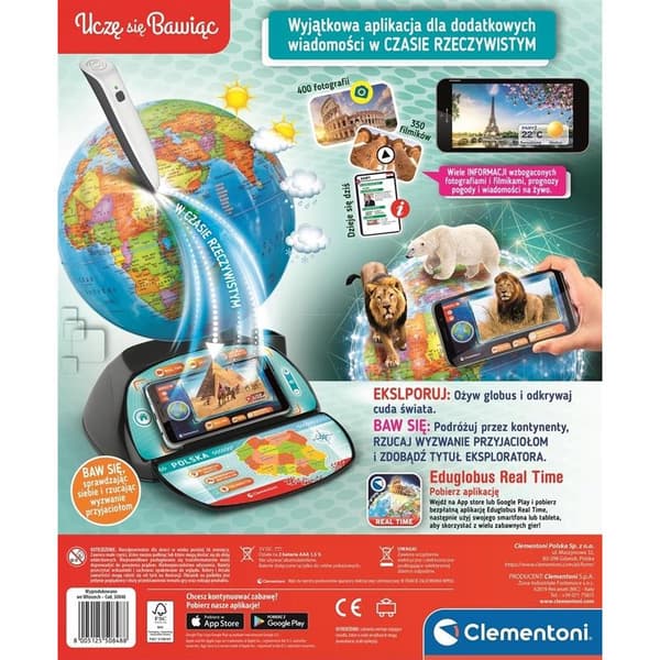 Clementoni Interaktiv Globe Eduglobus Exploreglobe Realtid 50848