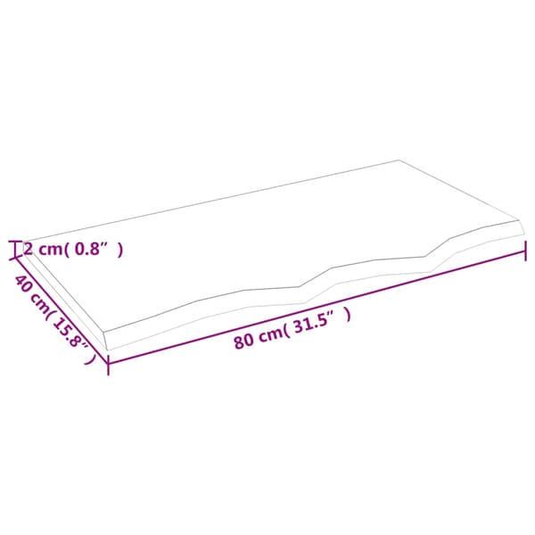 vidaXL bordplade 80x40x2 cm ubehandlet egetræ