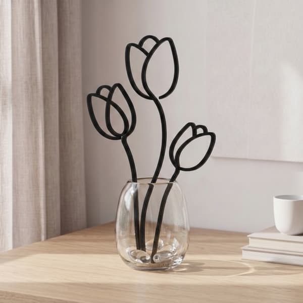 Sæt med 3 dekorative sorte tulipaner til vaser, moderne design