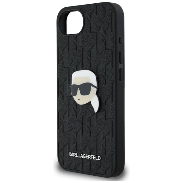 Karl Lagerfeld Monogram Karl Head Pin Cover til iPhone 16e, Sort