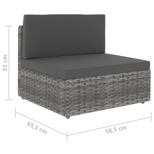 vidaXL 2-istuttava modulaarinen sohva, PE-rottinki, harmaa