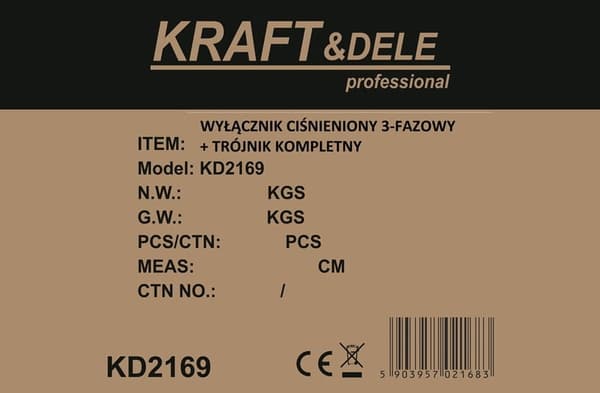 3-faset trykafbryder + T-stykke KD2169