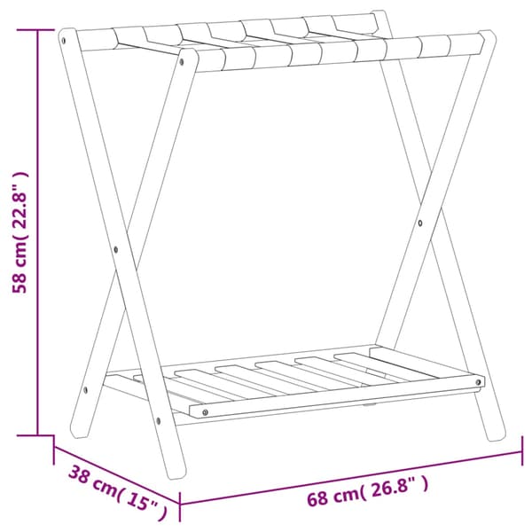 vidaXL Matkatavarateline 68x38x58 cm Bambu