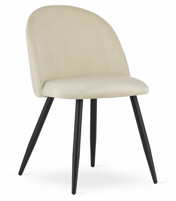 BELLO stol - beige sammet / svarta ben x 2