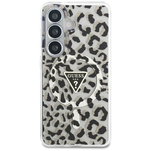 Guess IML Leopard Print Triangle MagSafe-etui til Galaxy S26, sort