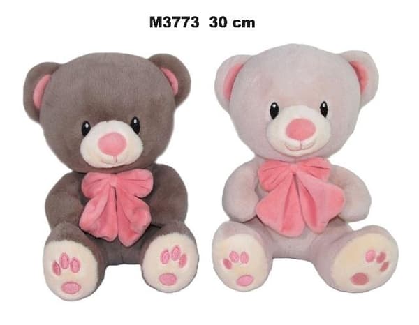 Bamse med sløjfe 30 cm MIX