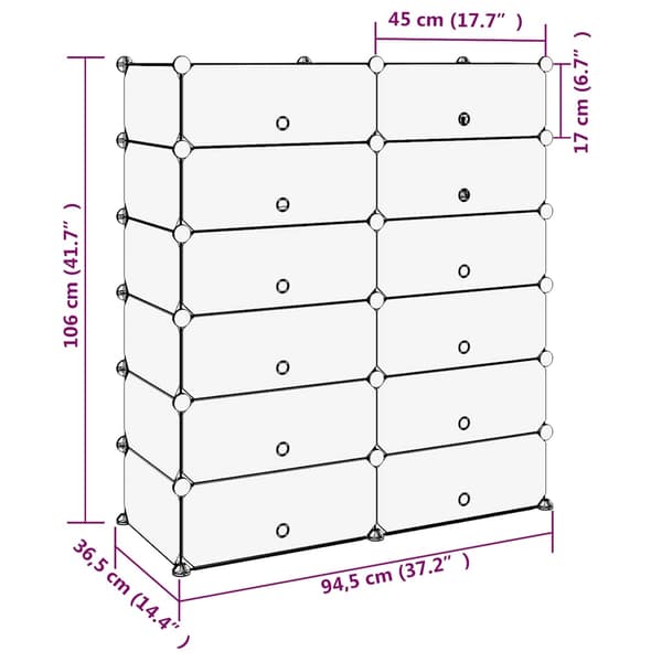 vidaXL skohylde sort 94,5x36,5x106 cm PP