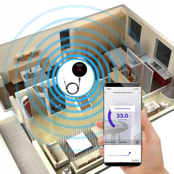 Intelligent temperatursensor hermetisk probe 3mAlarm WiFi-skærm TUYA