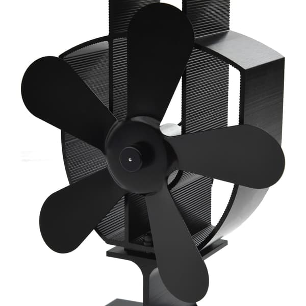 vidaXL varmedrevet pejseventilator, 5 blade, sort