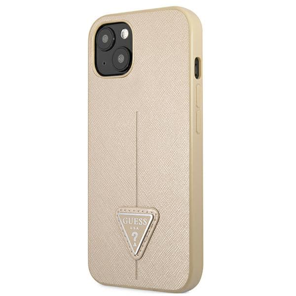 Guess Saffiano Triangle Logo-etui til iPhone 13 mini, Beige