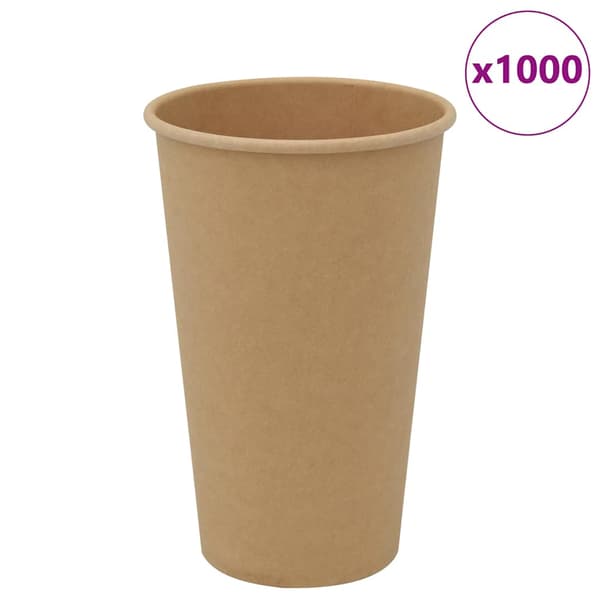 vidaXL Pappmuggar, 1000 st, 400 ml, bruna