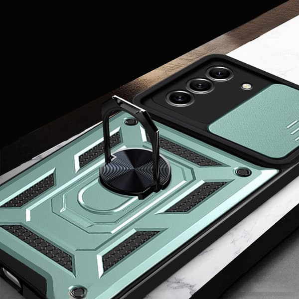 Sæt med pansret etui til Samsung Galaxy S23 Plus, Nox Camera Slide, grøn + 2x Glas
