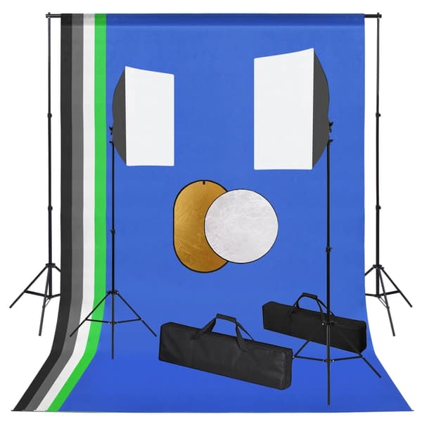 vidaXL Studiosetti valoilla, taustoilla ja heijastimilla