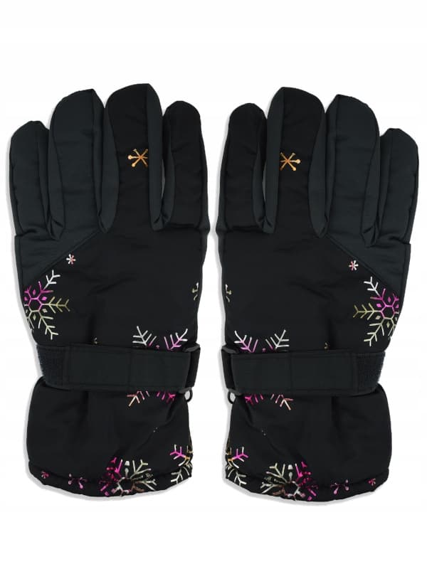 VINTER SNE SKIHANDSKER sort SNEFLAKES 16cm 8-10L V031B